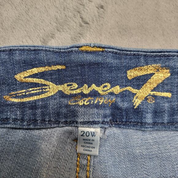 Seven7 Jeans Womens 20W Light Wash Tummyless High Rise Flare Distressed Stretch - Picture 3 of 10